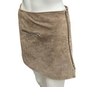 Blank NYC Sz 25 Midnight Tocker Suede Leather Mini Skirt Tan Side Zip Pocket